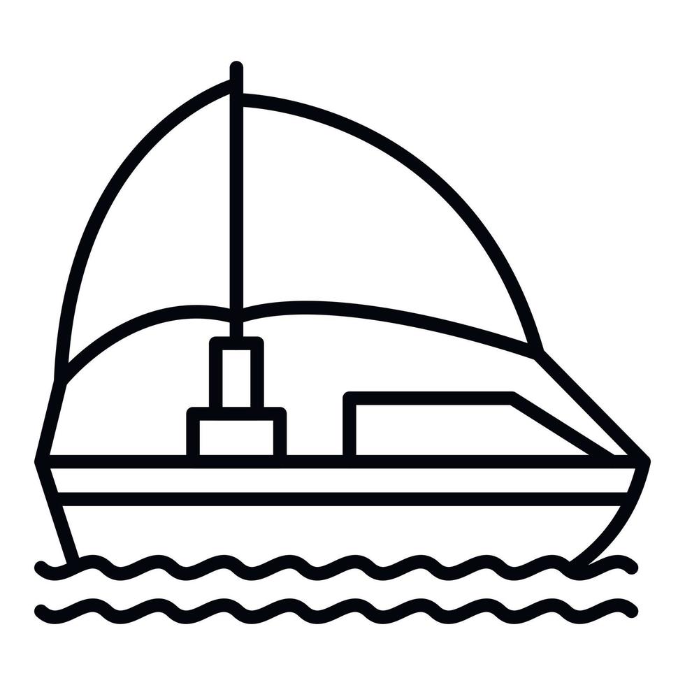 icono de barco, estilo de esquema vector