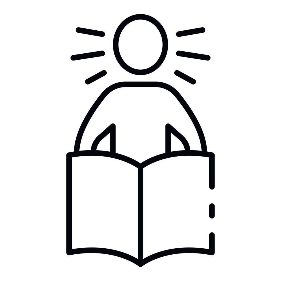 Read book learning icon, outline style vector