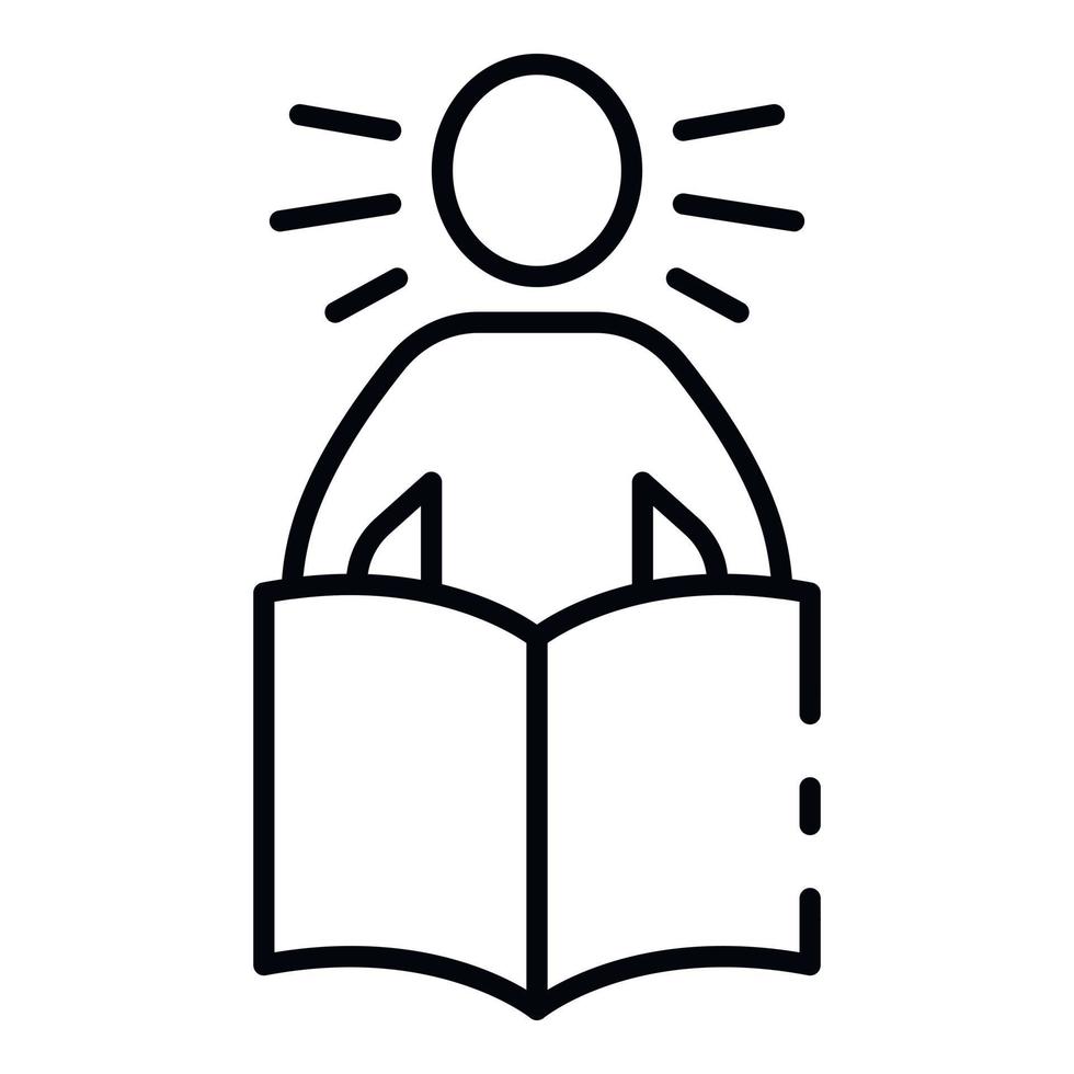 Read book learning icon, outline style vector