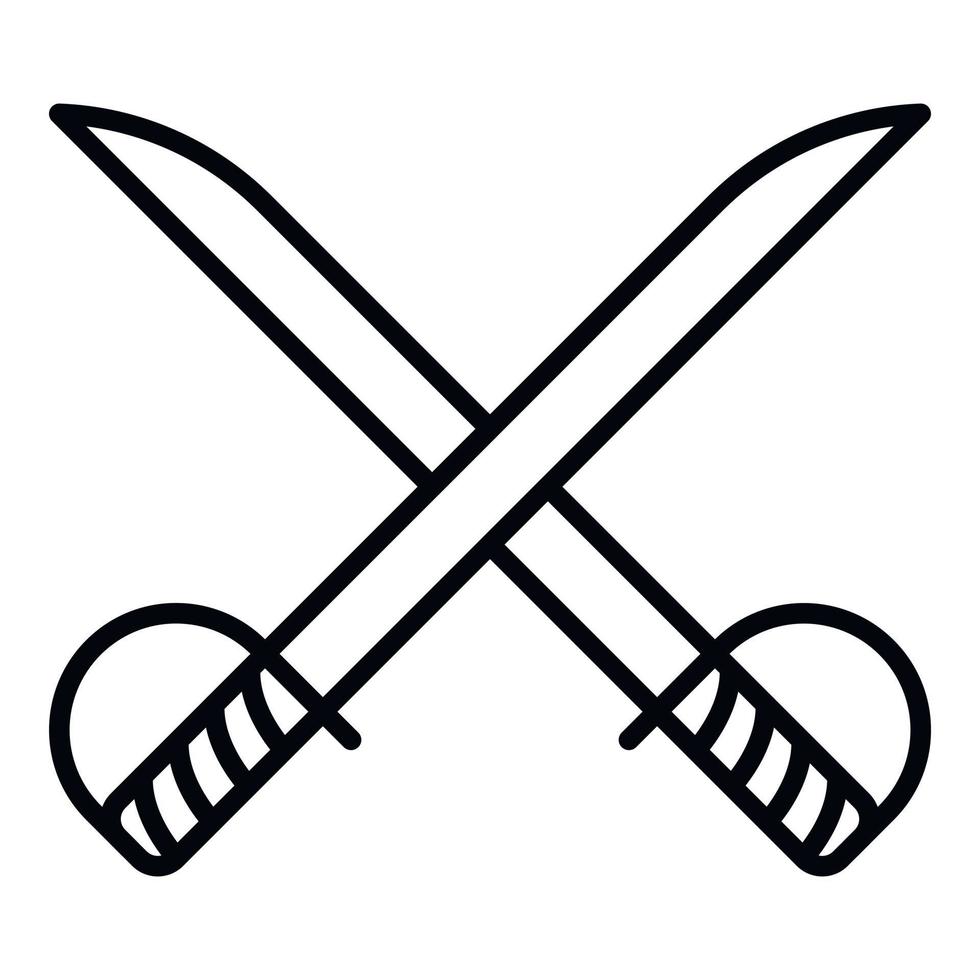 Cross sword fencing icon, outline style vector