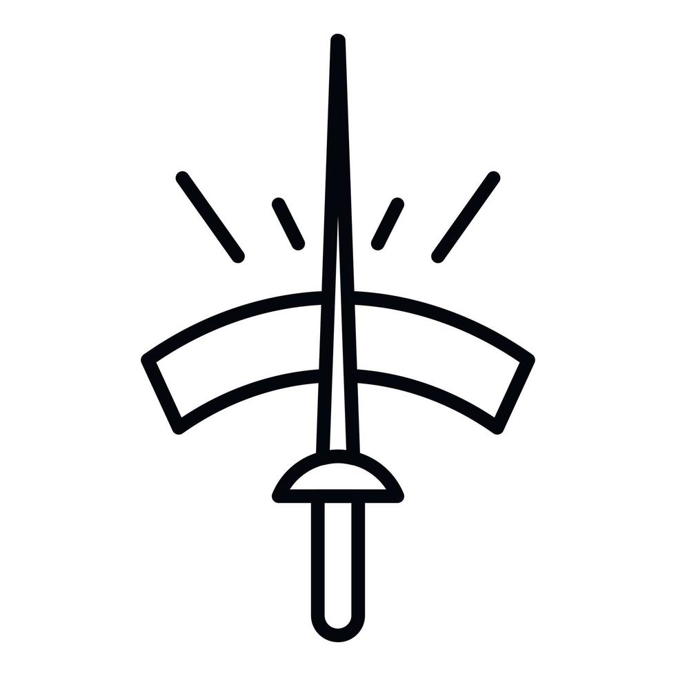 Fencing sword icon, outline style vector