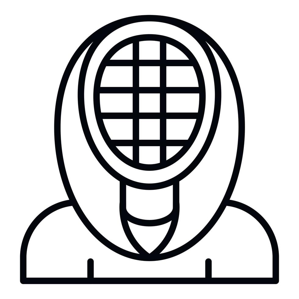 Fencing mask icon, outline style vector