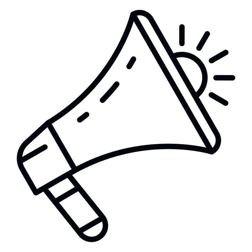 Warning megaphone icon, outline style vector