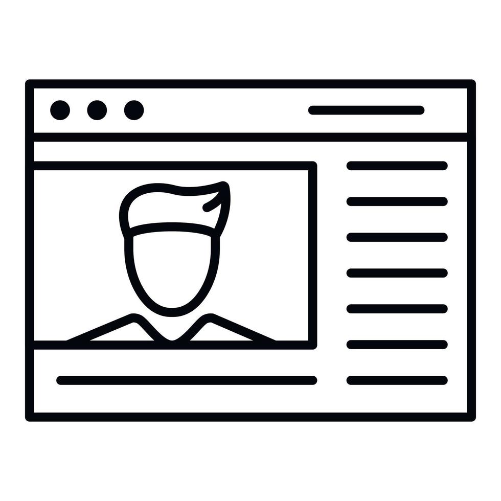 Webinar start page icon, outline style vector