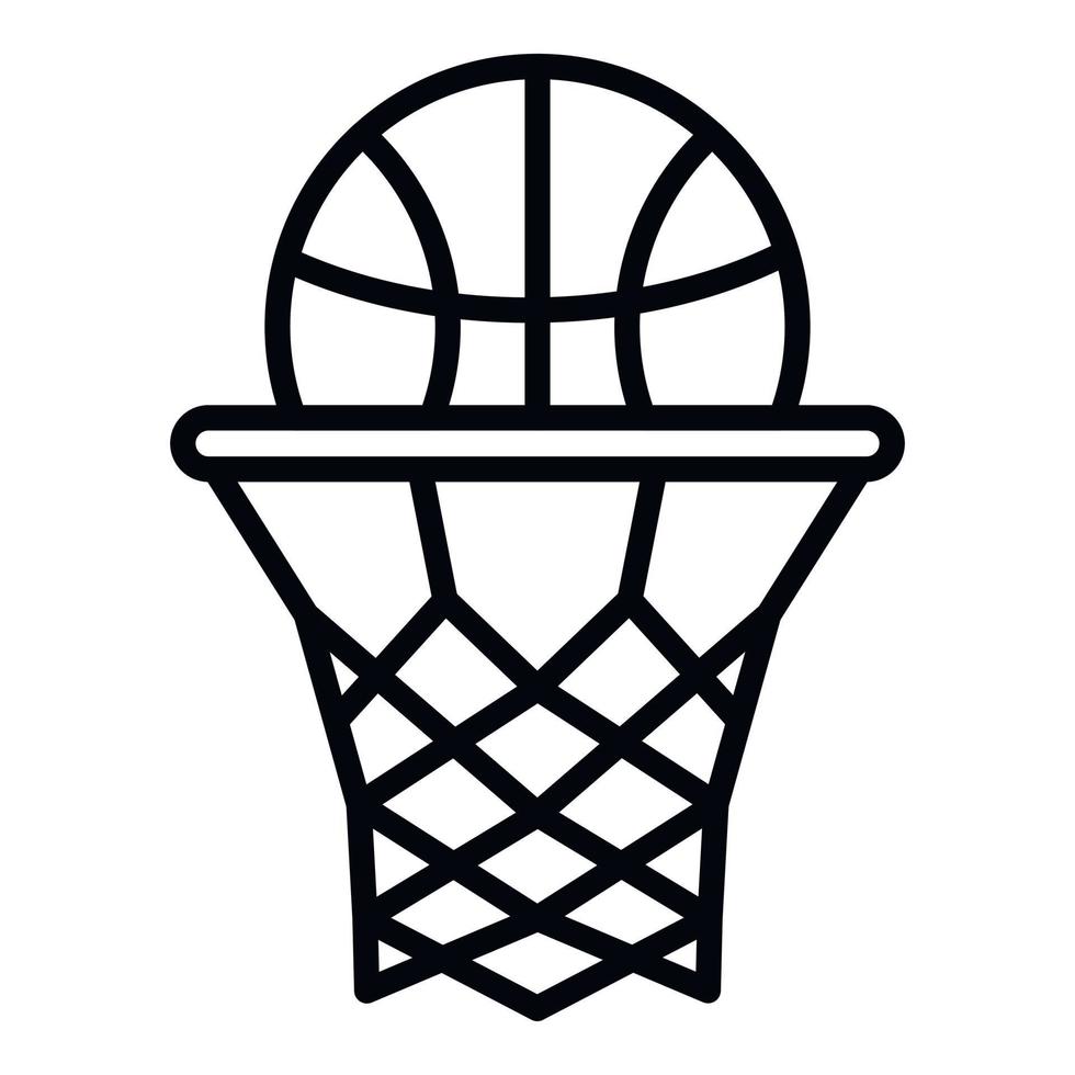 Ball down in basket icon, outline style vector
