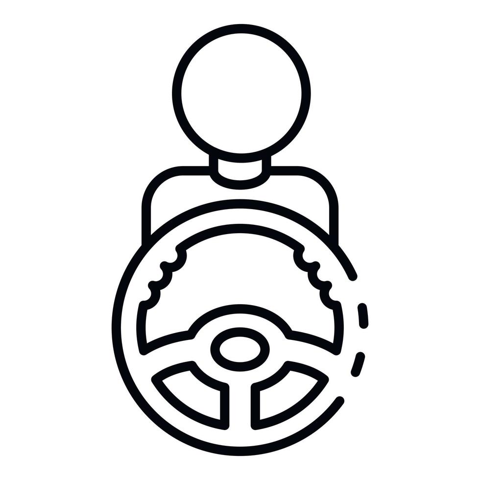 Man take car steering wheel icon, outline style vector