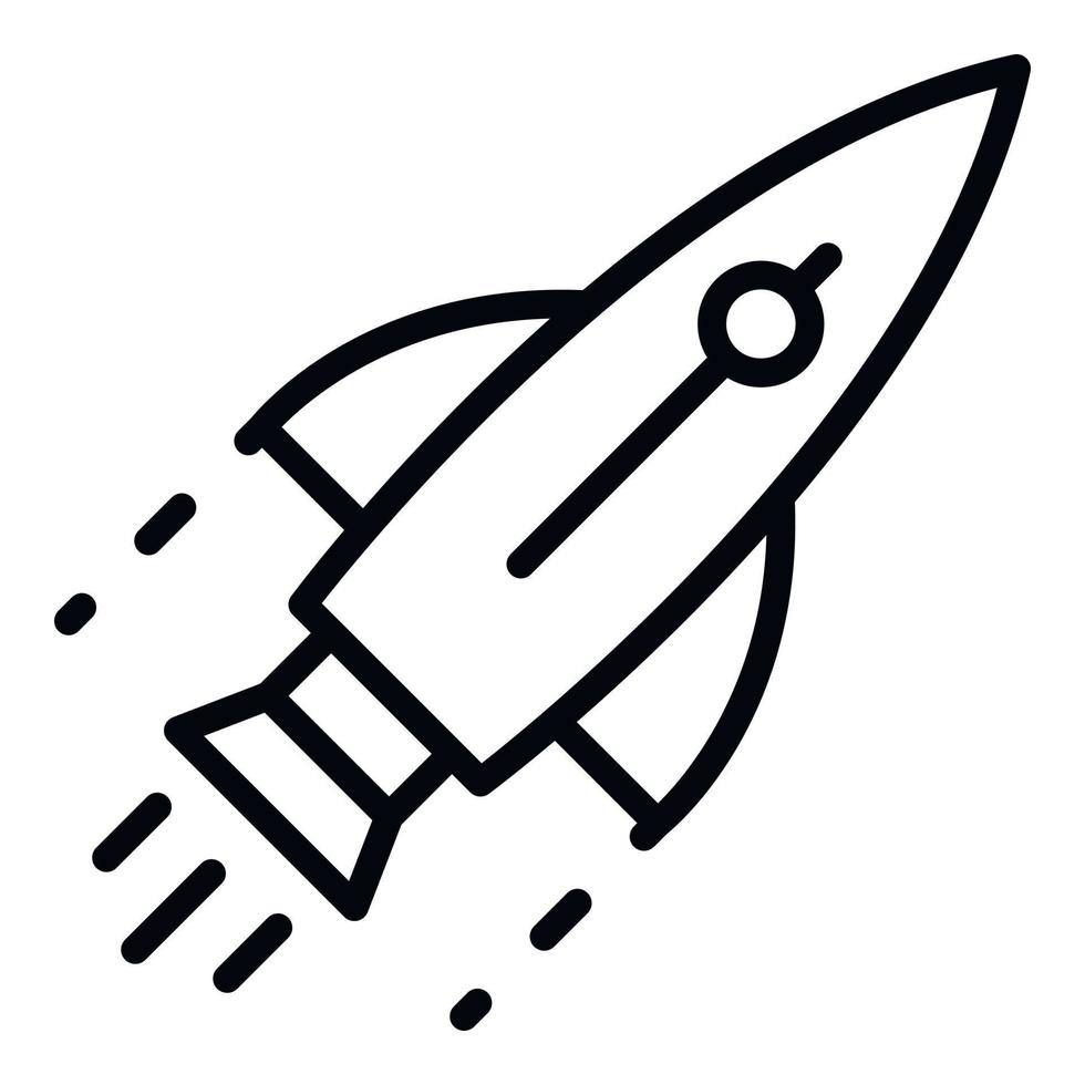 Flying rocket icon, outline style vector