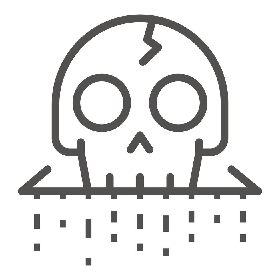 Crack skull icon, outline style vector