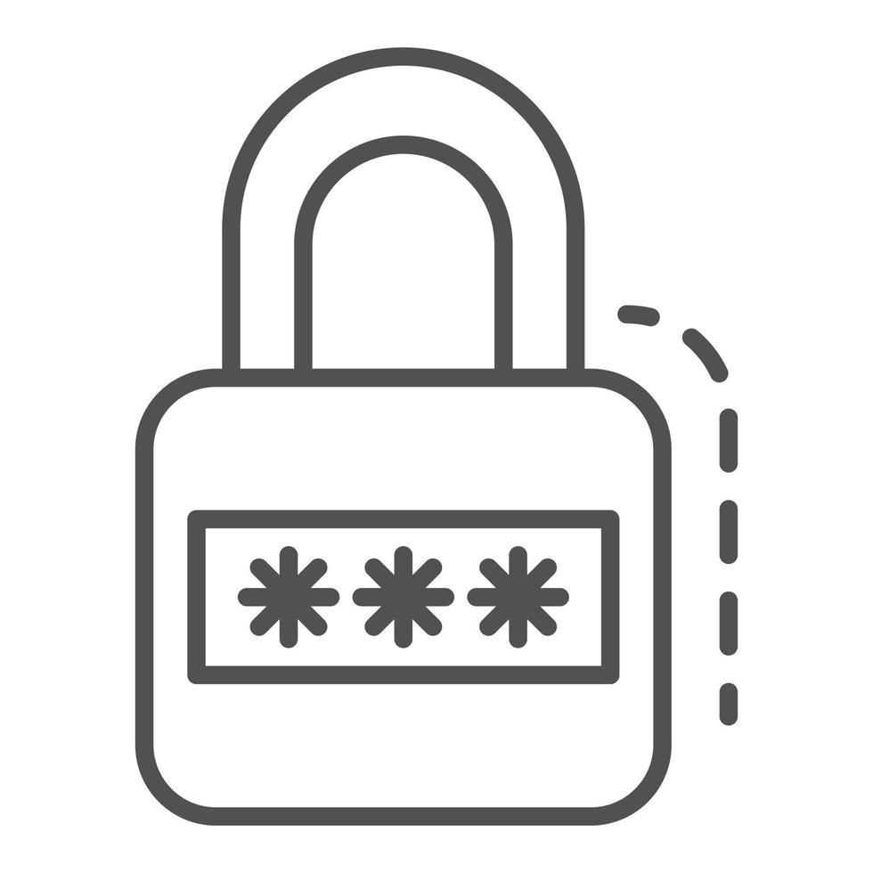 Padlock icon, outline style vector