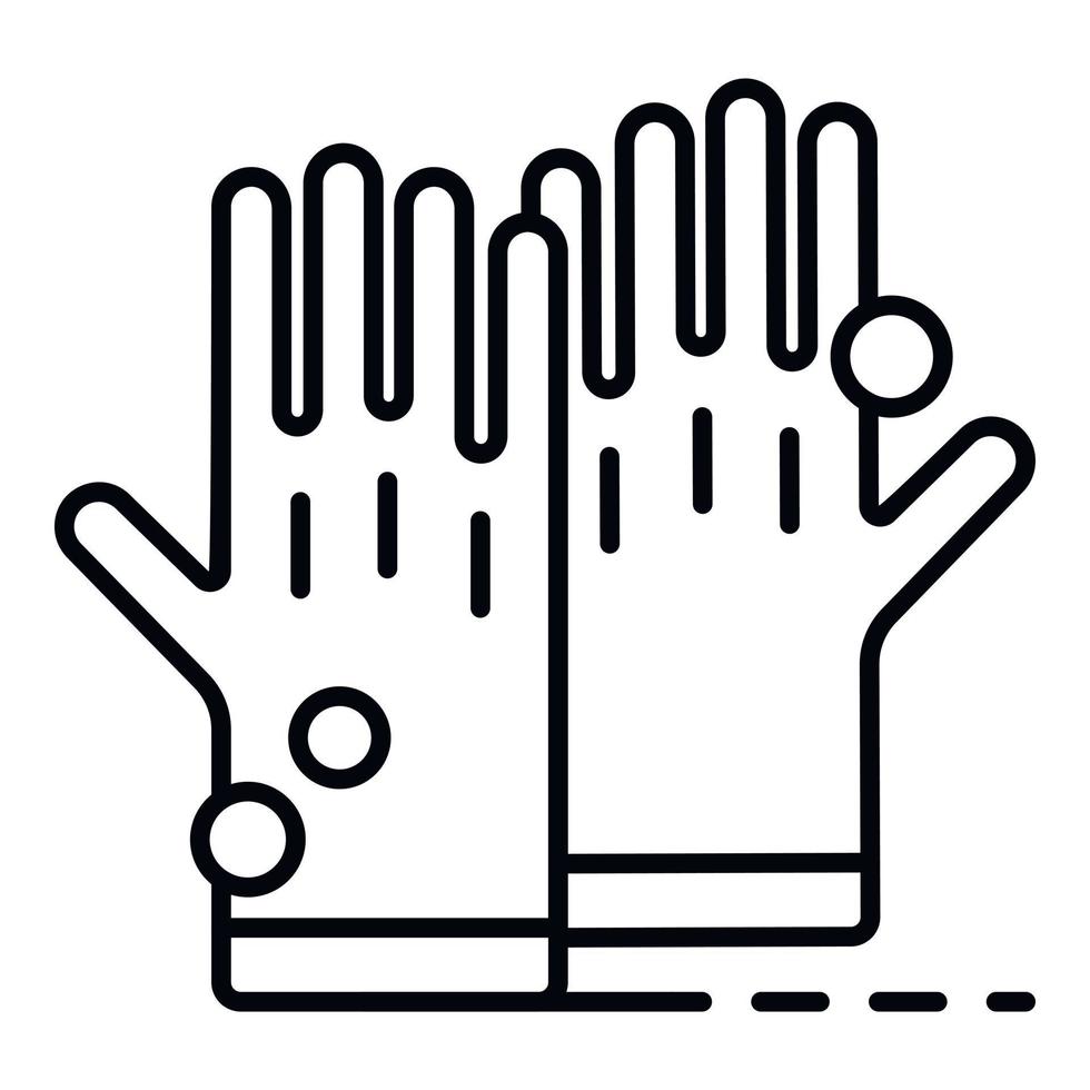 icono de guantes de goma de limpieza, estilo de contorno vector