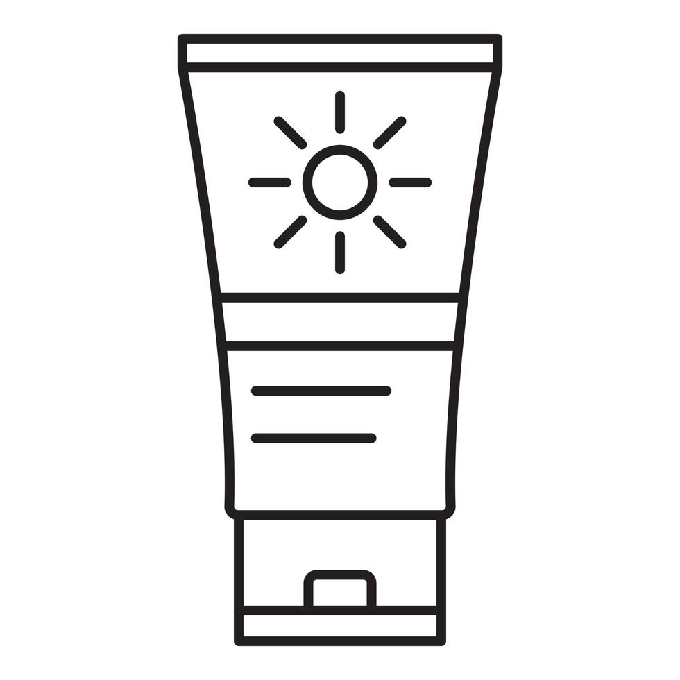 Sunscreen tube icon, outline style vector