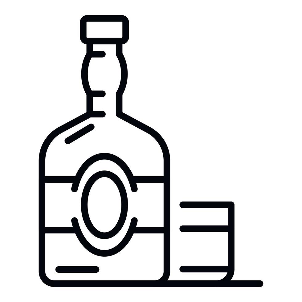 Old whisky bottle icon, outline style vector