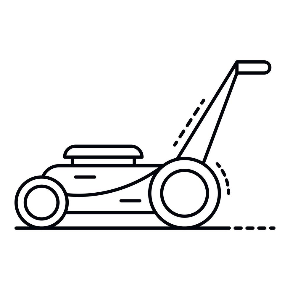 icono del cortador de césped del motor, estilo de contorno vector