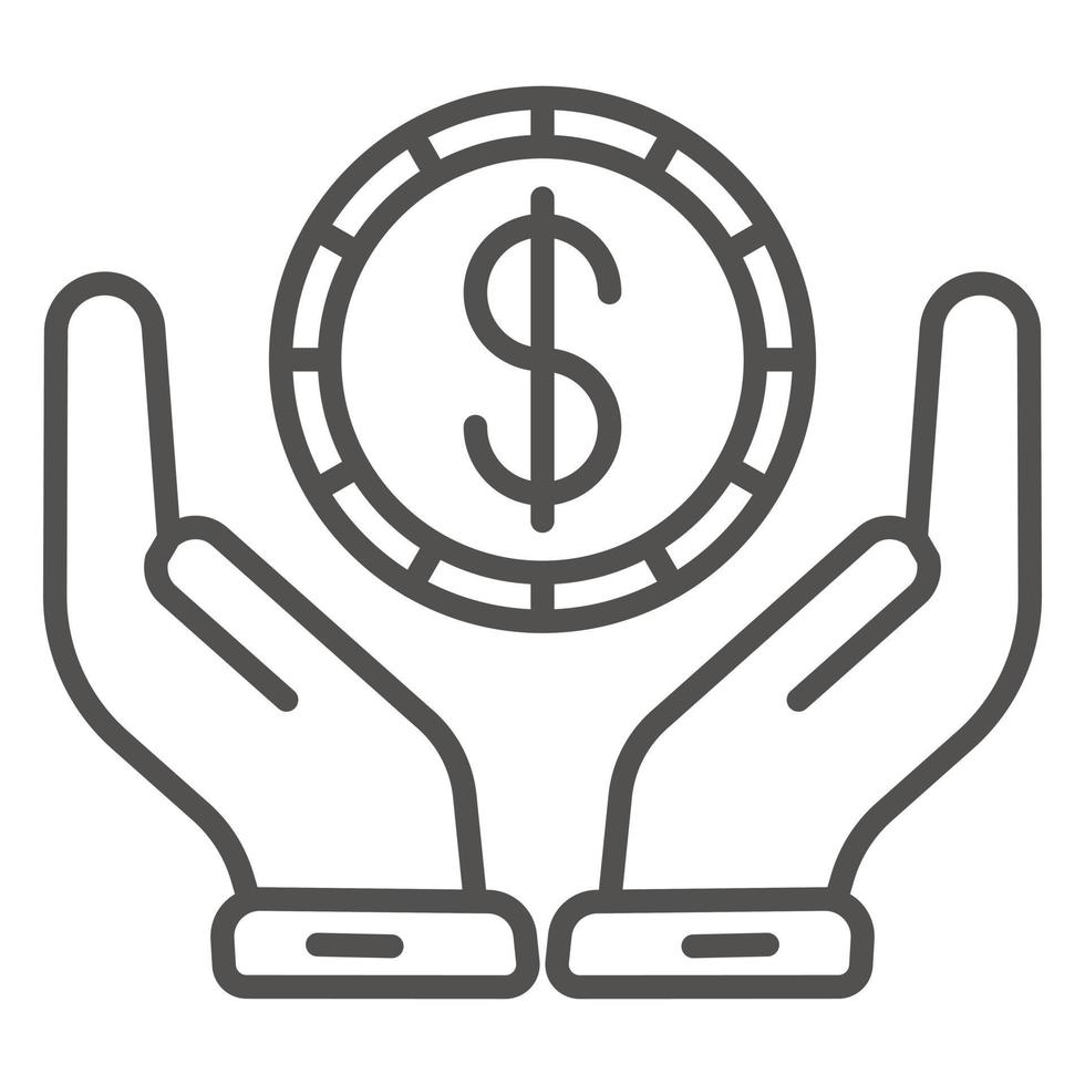 Keep money hand icon, outline style vector
