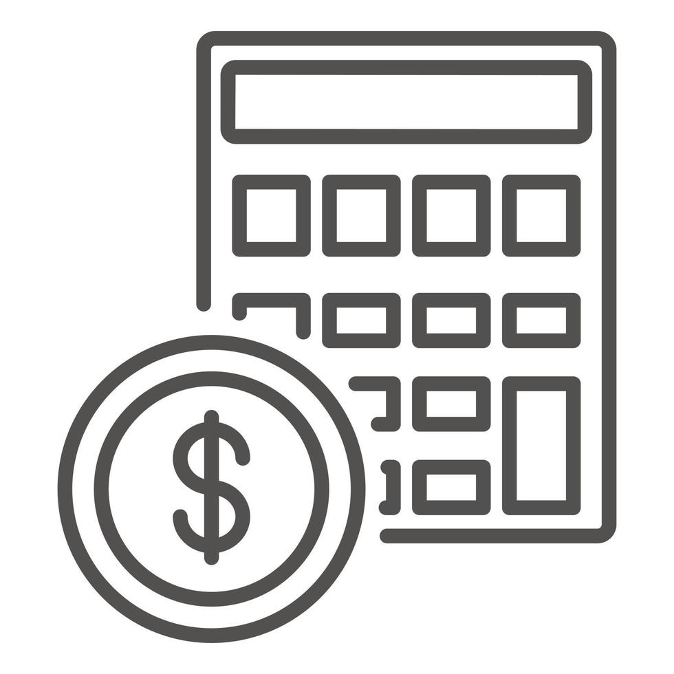 icono de calculadora de dinero, estilo de contorno vector