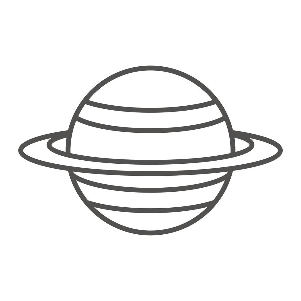 Saturn planet icon, outline style vector