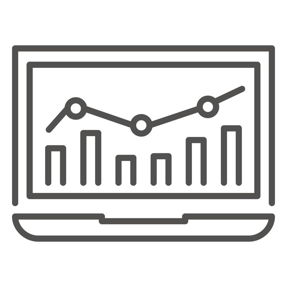 Laptop finance chart icon, outline style vector