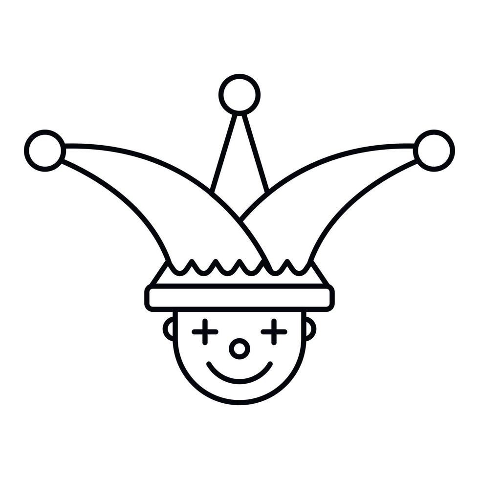 Jester face hat icon, outline style vector