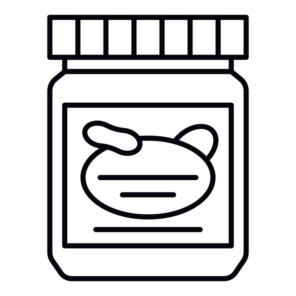 Peanut butter jar icon, outline style vector