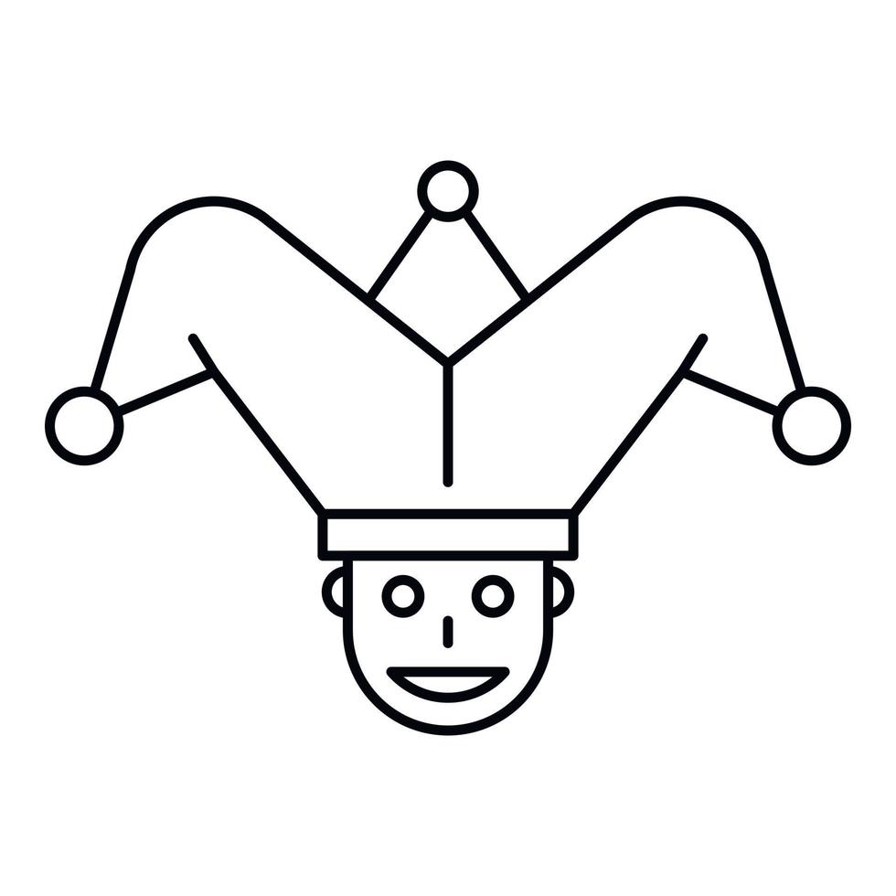 Jester face icon, outline style vector