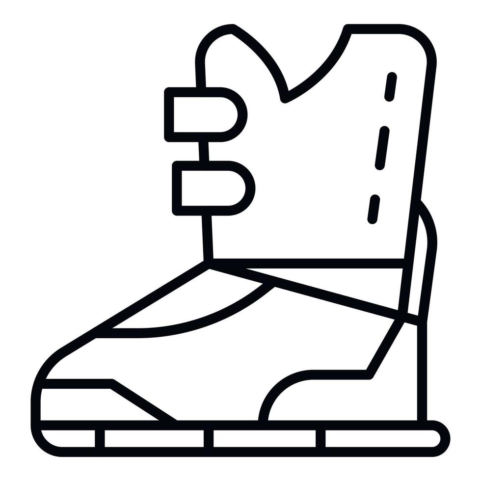 icono de bota de esquí, estilo de esquema vector