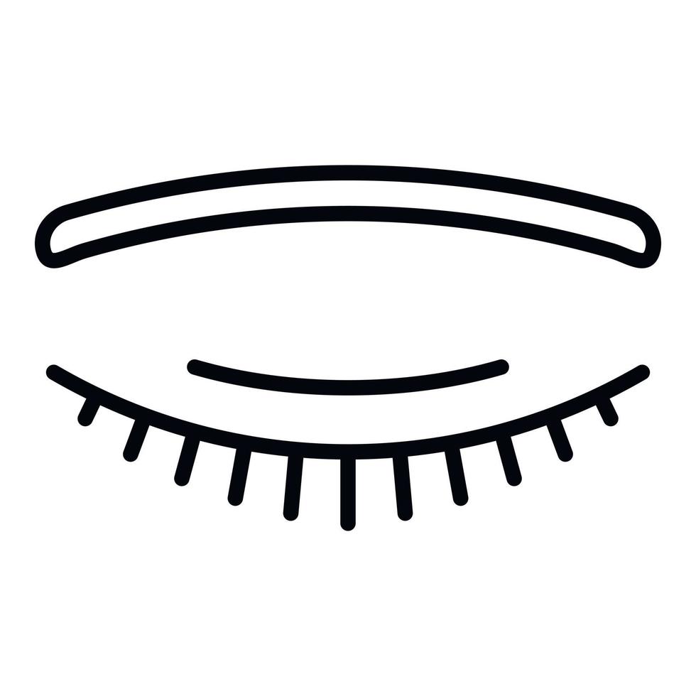 Closed eye icon, outline style vector