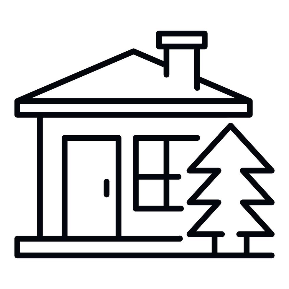 Mountain wood house icon, outline style vector