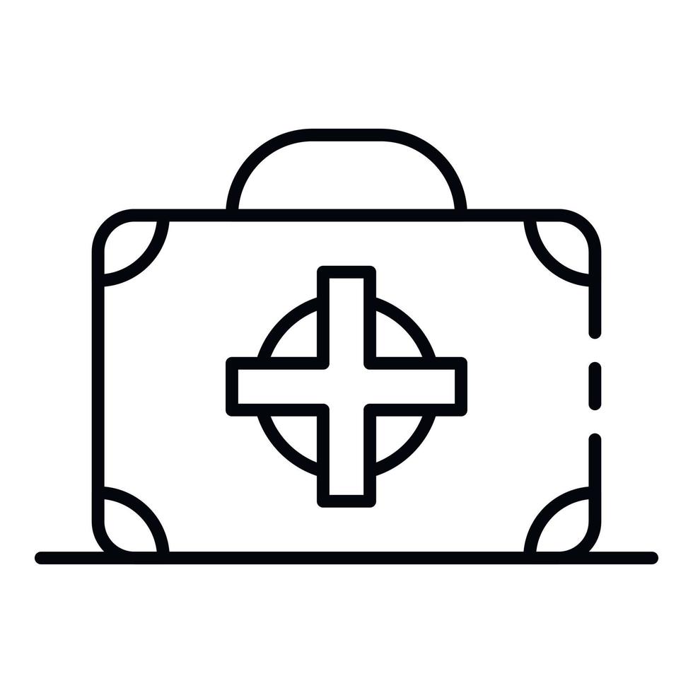 First aid kit box icon, outline style vector