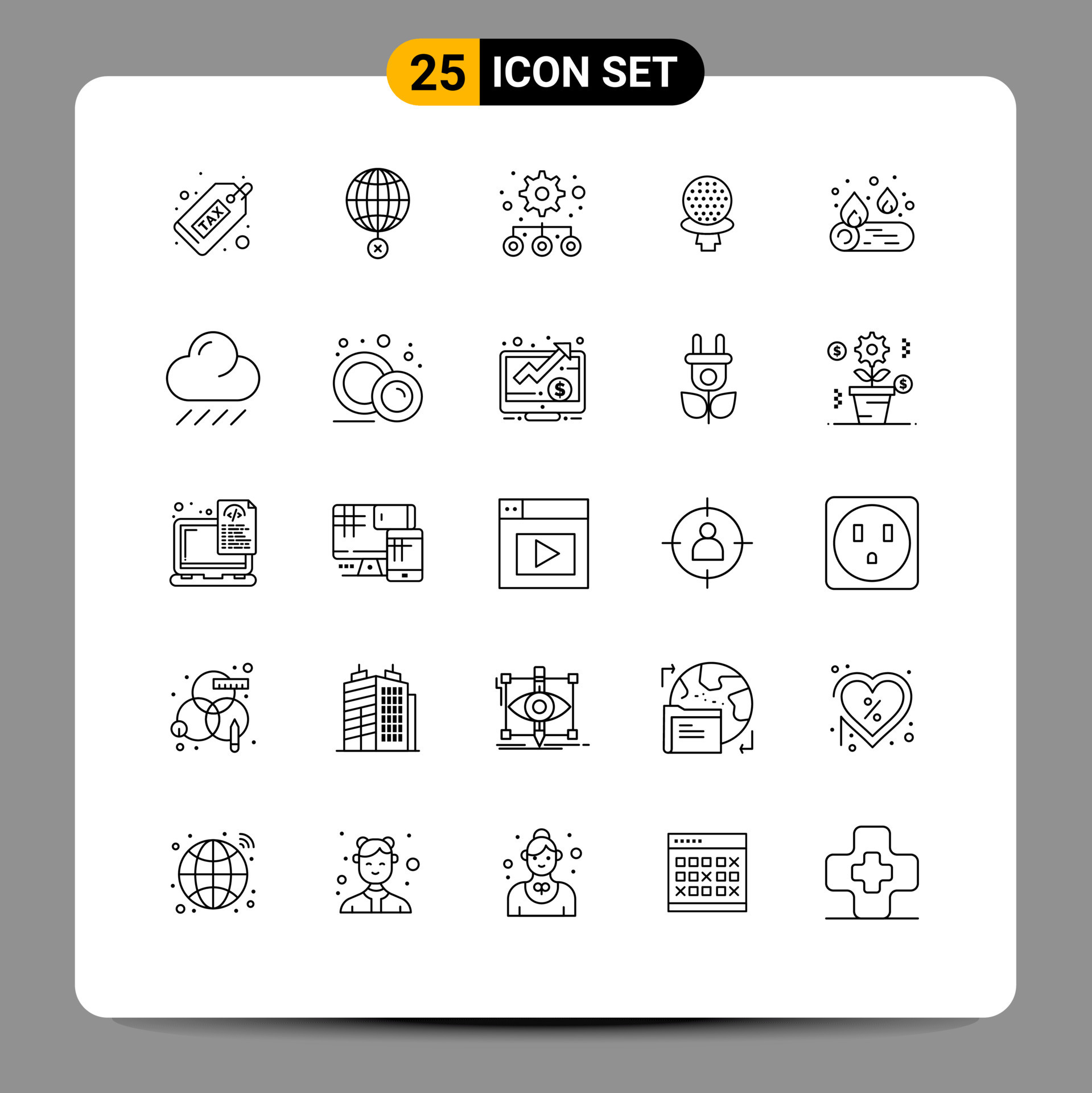 Set of 25 Vector Lines on Grid for camp game sport settings