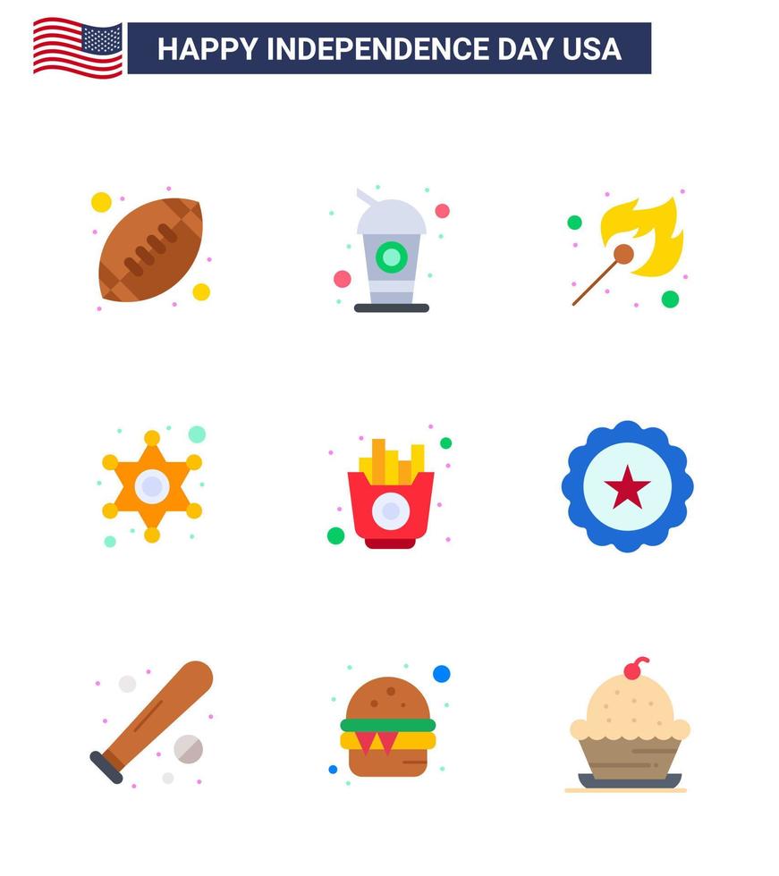 9 señales planas para el día de la independencia de los ee. vector