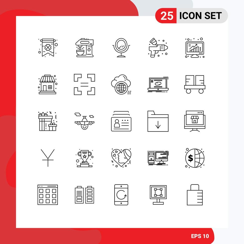 Modern Set of 25 Lines and symbols such as data graph fashion bars arts Editable Vector Design Elements