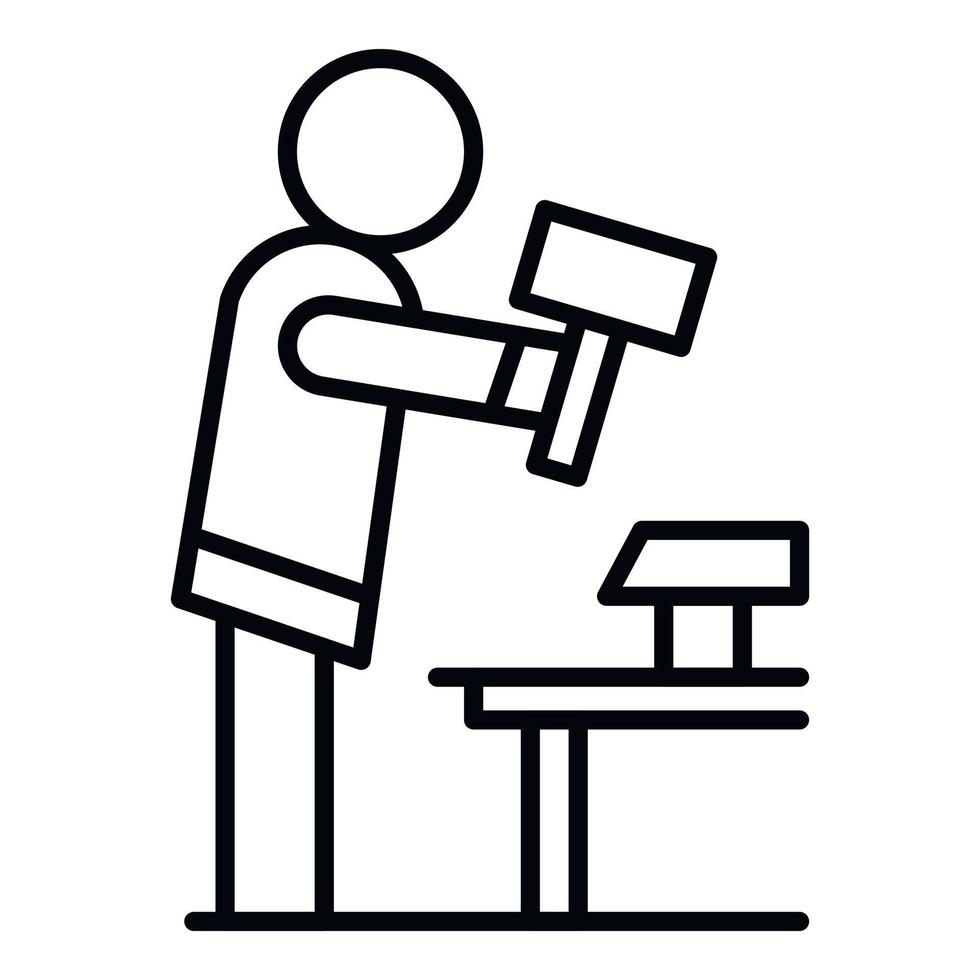 Anvil man work icon, outline style vector