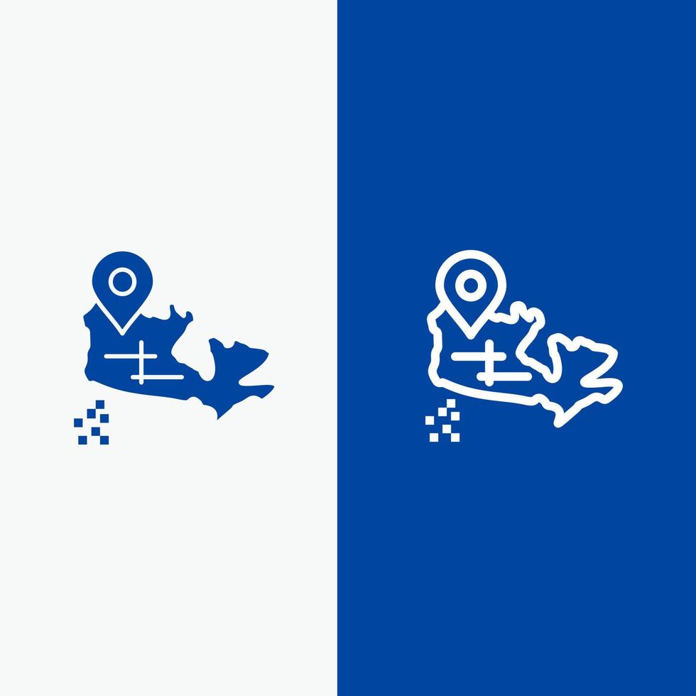 canadá mapa ubicación línea y glifo icono sólido bandera azul línea y glifo icono sólido bandera azul vector