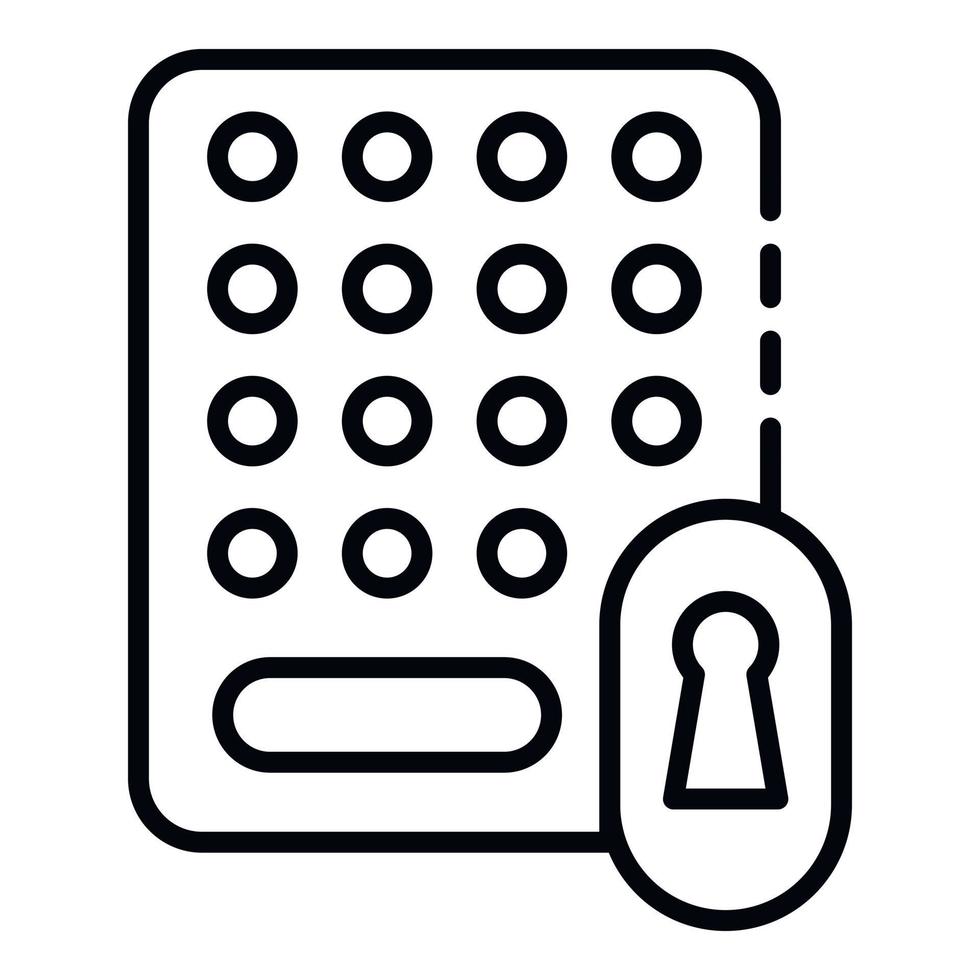 Electronic door lock icon, outline style vector