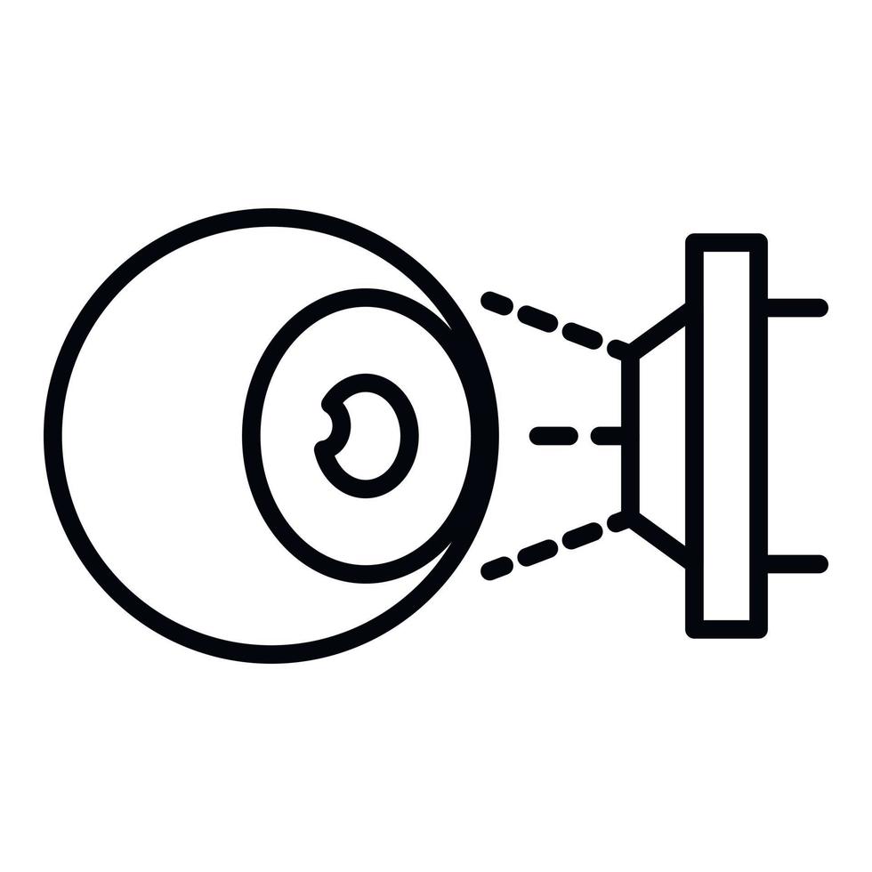 icono de inspección láser de globo ocular, estilo de contorno vector