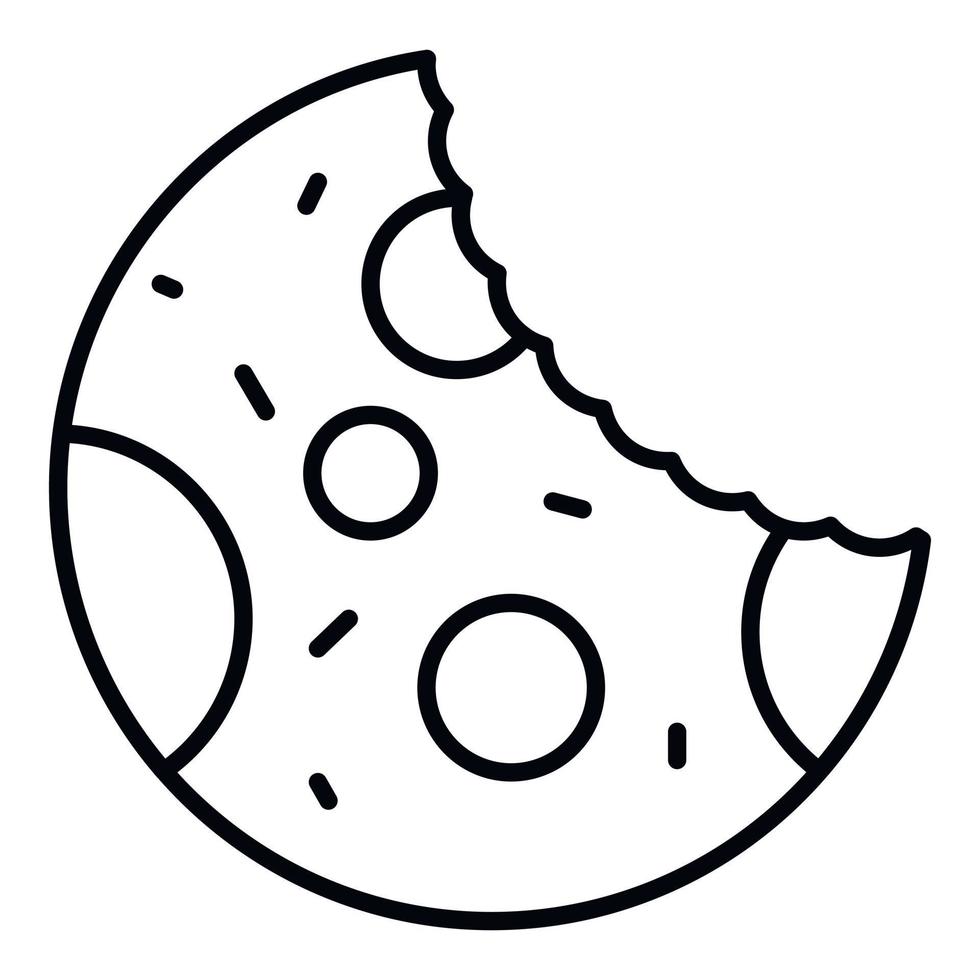 Bite cookie icon, outline style vector