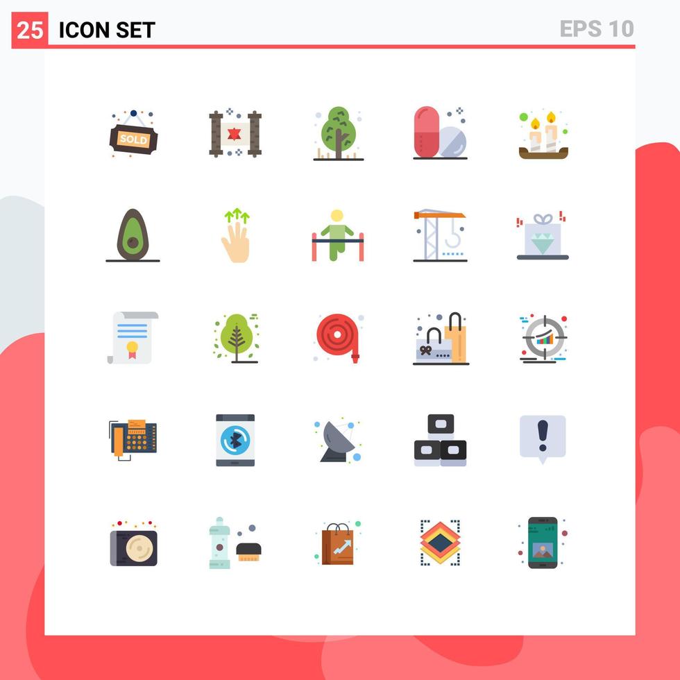 Set of 25 Modern UI Icons Symbols Signs for spring candles camping medical healthcare Editable Vector Design Elements