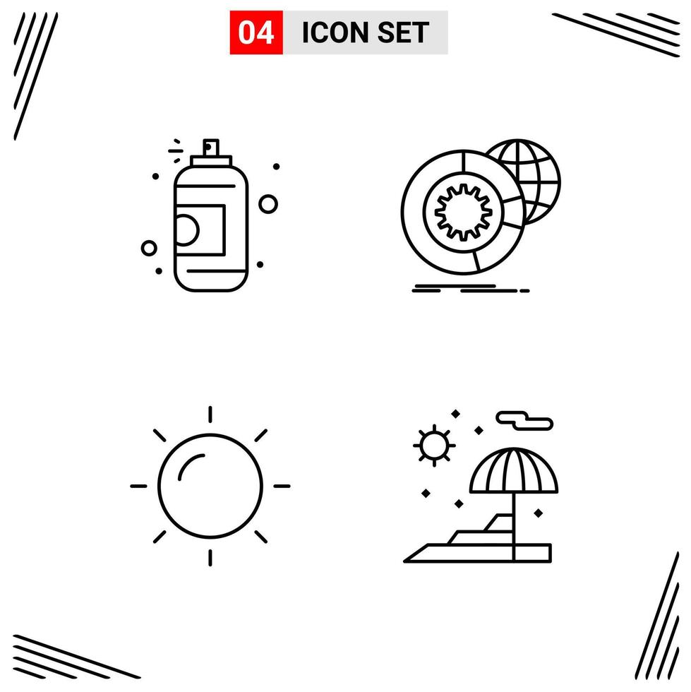 4 Icons Line Style Grid Based Creative Outline Symbols for Website Design Simple Line Icon Signs Isolated on White Background 4 Icon Set vector