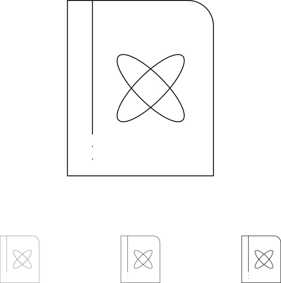 Book Formula Physics Science Bold and thin black line icon set vector