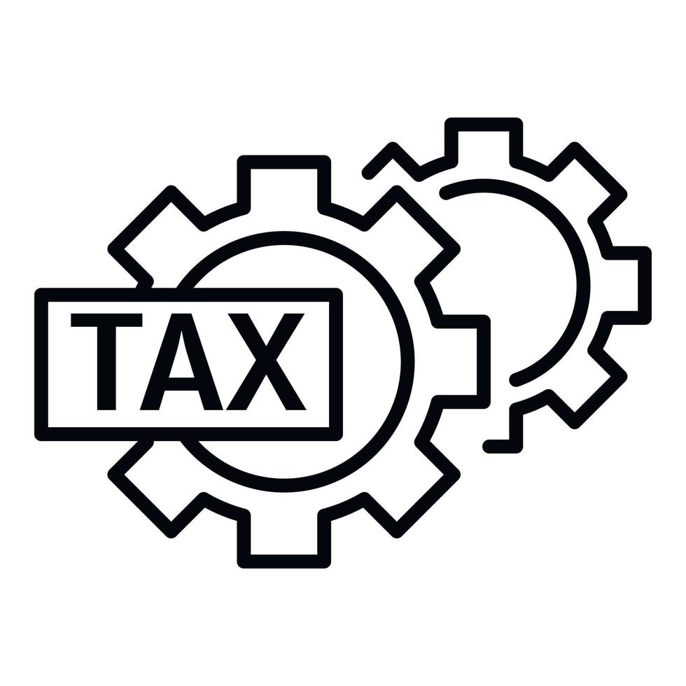 Tax gear icon, outline style vector