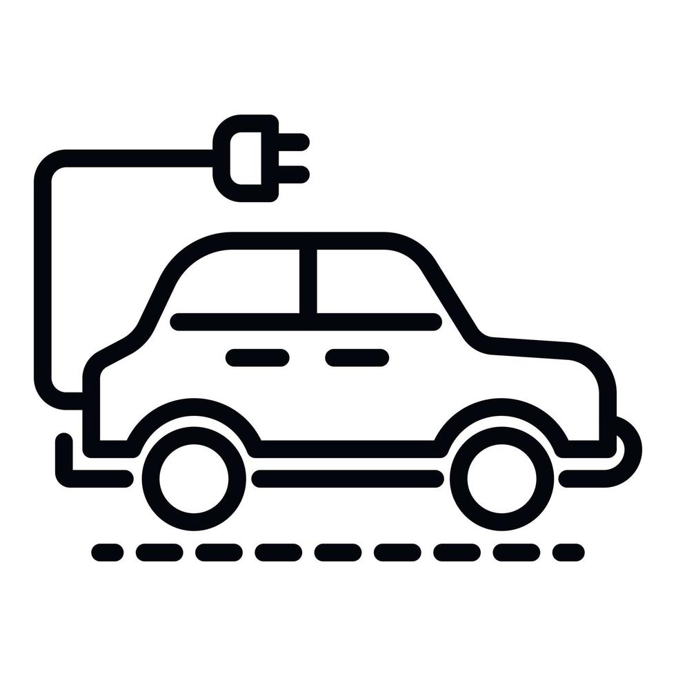 Electric car icon, outline style vector