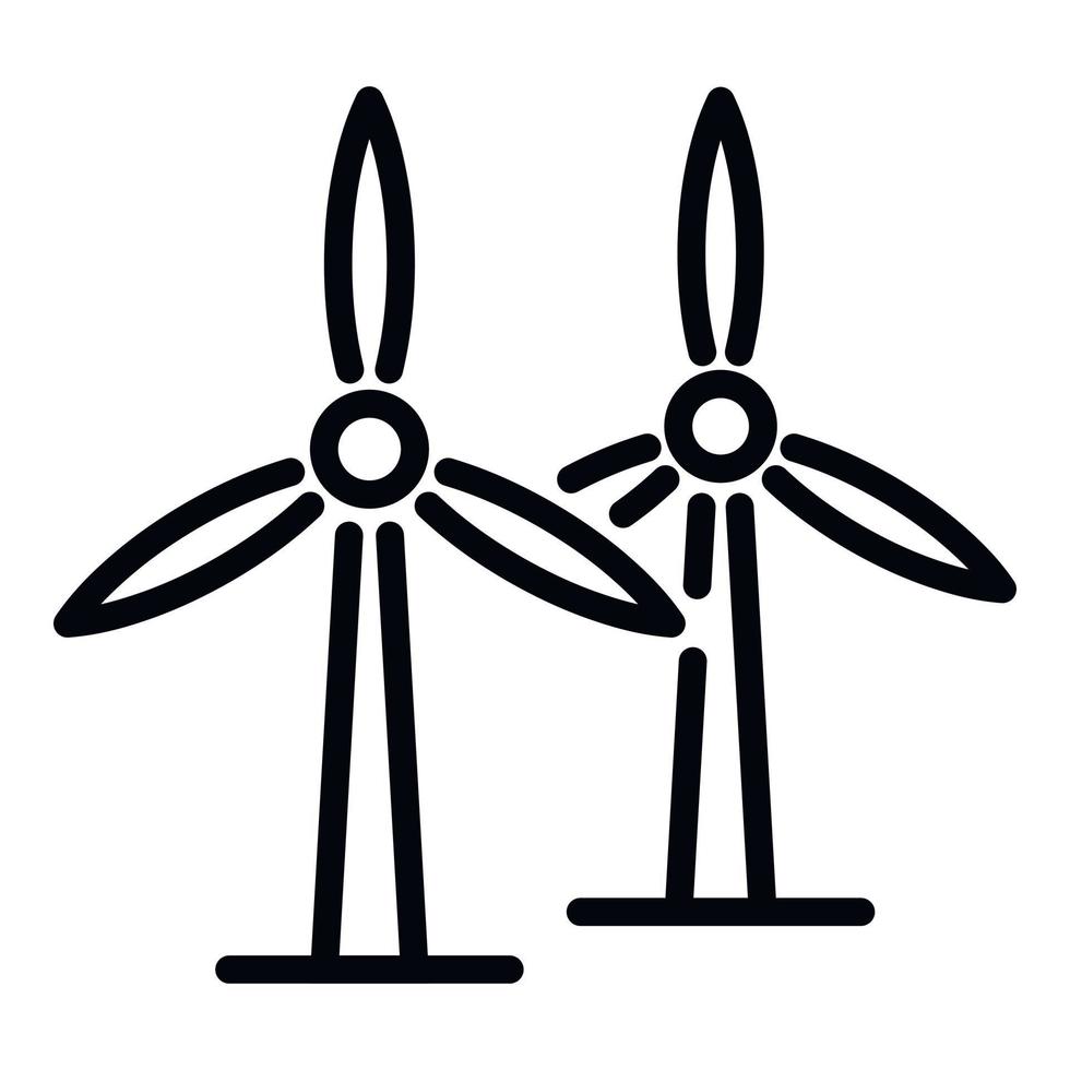 Wind turbine icon, outline style vector