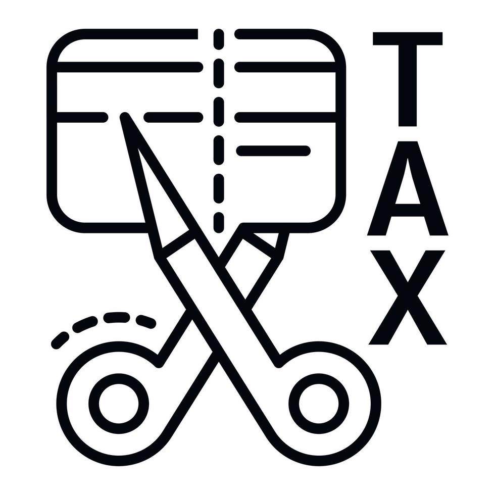 icono de tarjeta de crédito de reducción de impuestos, estilo de esquema vector