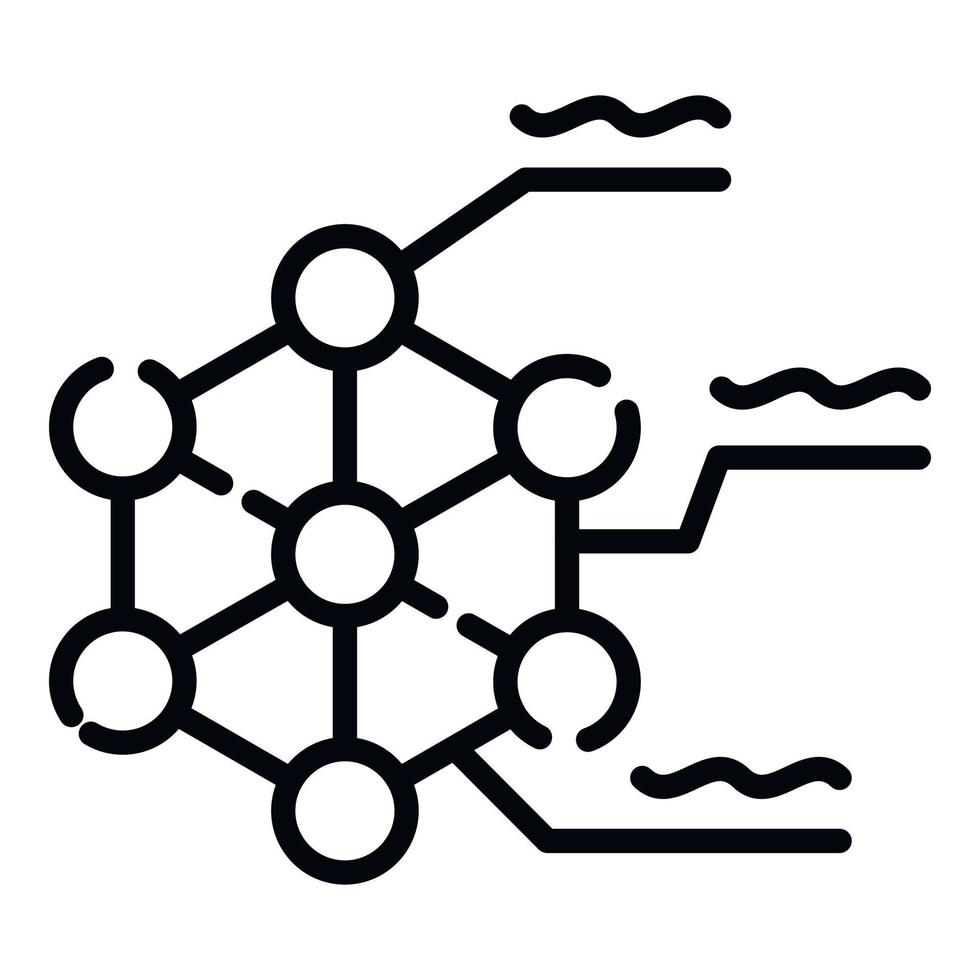 Molecular lattice icon, outline style vector