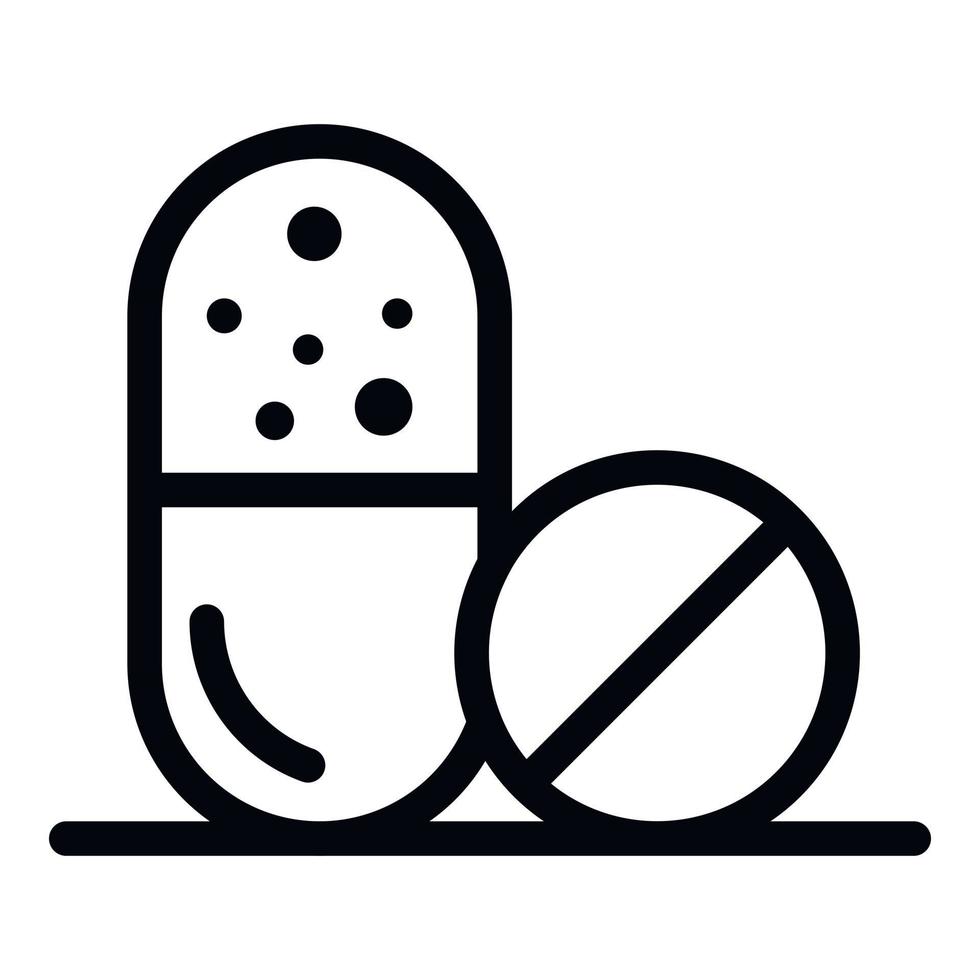 Capsule and classic pill icon, outline style vector