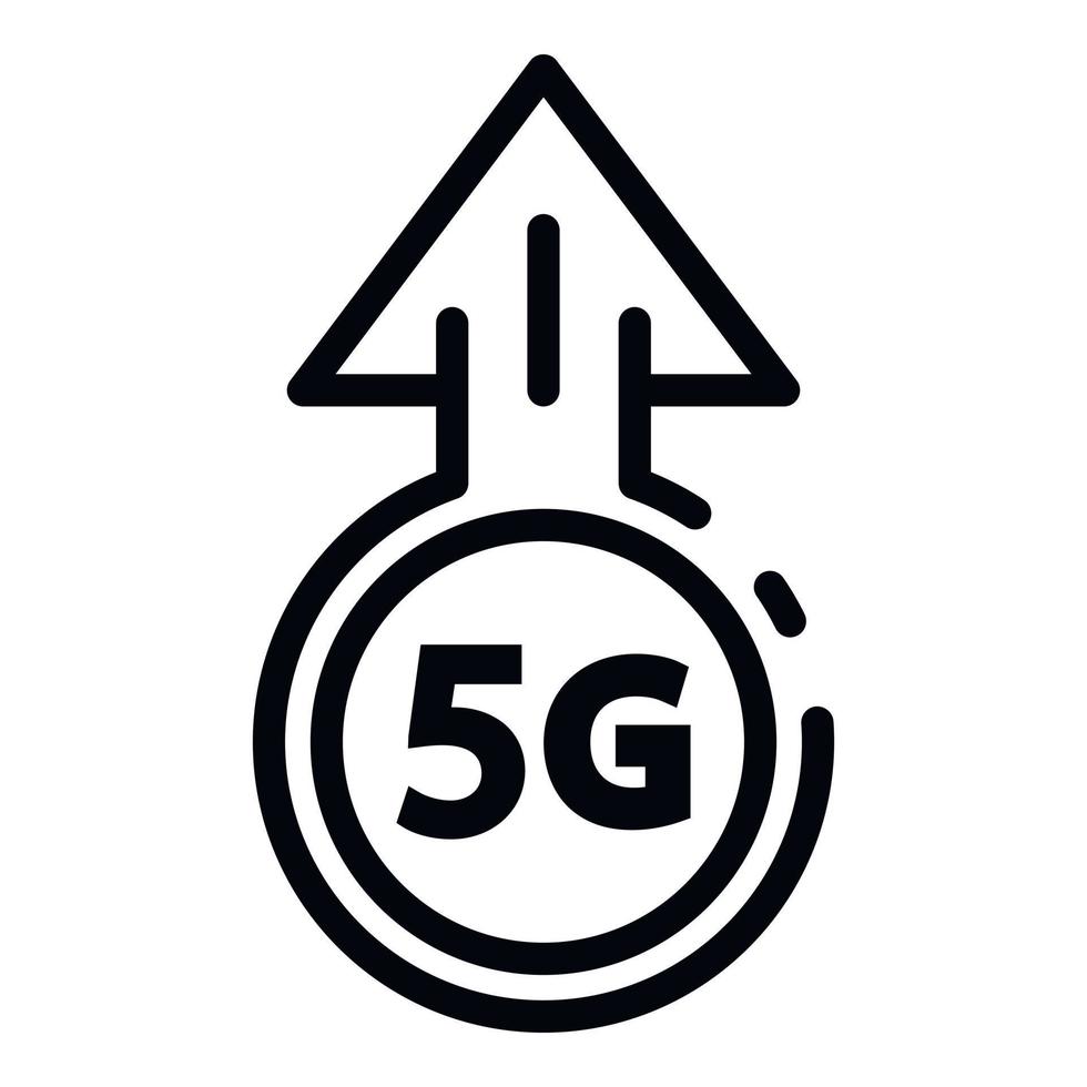 Icono de velocidad 5g, estilo de esquema vector