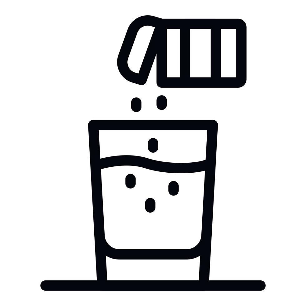 Pills and a glass of water icon, outline style vector