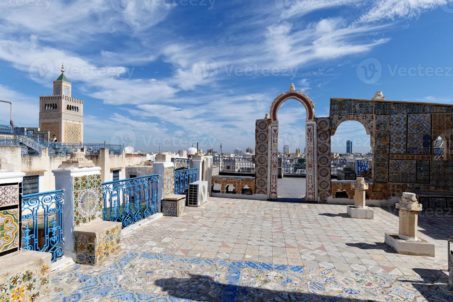 Tunis, Tunisia 2022.09.30 View of the Old Medina of Tunis, Unesco. Around 700 monuments, including palaces, mosques, mausoleums, madrasas and fountains, testify to this remarkable historic city. photo