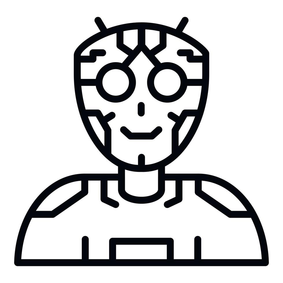 icono de intelecto humanoide ai, estilo de contorno vector