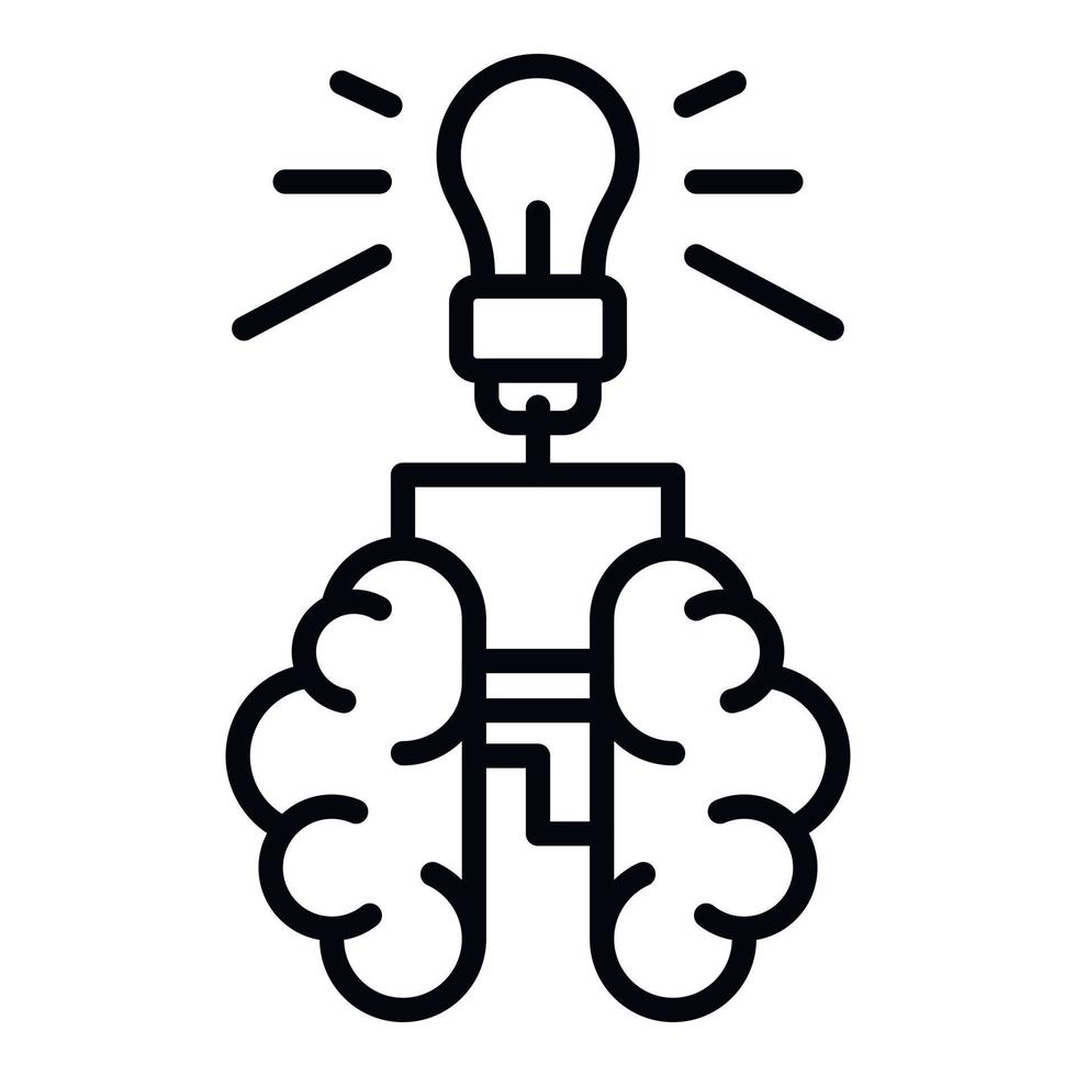 Ai brain icon, outline style vector